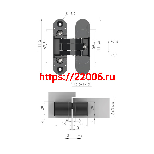 Петля скрытой установки с 3D-регулировкой Armadillo 11160UN3D (Architect 3D-ACH Universal 60) SG «матовое золото» фото 2 Петля скрытой установки с 3D-регулировкой Armadillo 11160UN3D (Architect 3D-ACH Universal 60) SG «матовое золото» фото 2