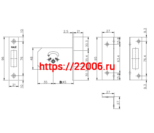 Замок Kale kilit (Кале килит) врезной крестообразный 156/F (45 mm), 3 кл. фото 3 Замок Kale kilit (Кале килит) врезной крестообразный 156/F (45 mm), 3 кл. фото 3