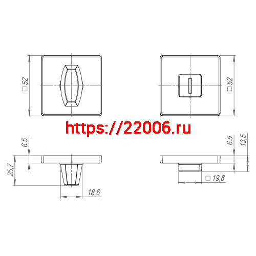 Ручка Fuaro (Фуаро) поворотная BK6.K.SL52 (BK6 SL) GR-23 графит фото 3