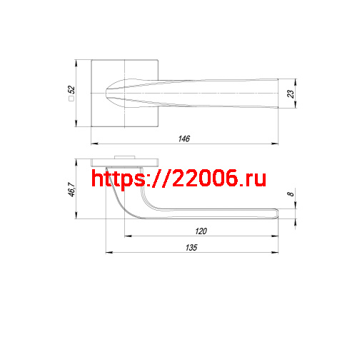 Ручка Punto (Пунто) раздельная K.ARC.Q52.SATURN SN-3 матовый никель фото 3