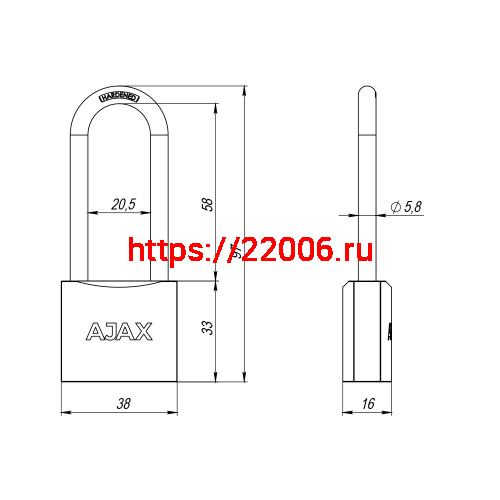 Замок Ajax (Аякс) навесной PD-0138-L (PD-01-38-L) 3 key англ. фото 3 Замок Ajax (Аякс) навесной PD-0138-L (PD-01-38-L) 3 key англ. фото 3