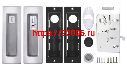 Защелка Armadillo (Армадилло) с ручками для раздвижных дверей SH.URB153.KIT011-BK (SH011 URB) СP-8 хром фото 2