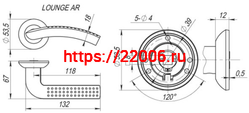 Ручка Fuaro (Фуаро) раздельная R.AR54.LOUNGE (LOUNGE AR) 130mm AB/GP-7 бронза/золото фото 3