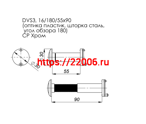 Глазок Fuaro (Фуаро) дверной, оптика пластик DV 3/90-55/S (VIEWER 3 DVS) GP золото фото 2 Глазок Fuaro (Фуаро) дверной, оптика пластик DV 3/90-55/S (VIEWER 3 DVS) GP золото фото 2