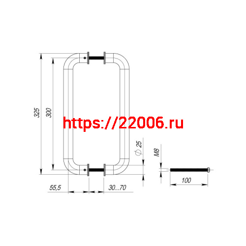 Ручка-скоба Fuaro (Фуаро) PULL.PH25/300.21 INOX 304 (PH-21-25/300-INOX) фото 3 Ручка-скоба Fuaro (Фуаро) PULL.PH25/300.21 INOX 304 (PH-21-25/300-INOX) фото 3
