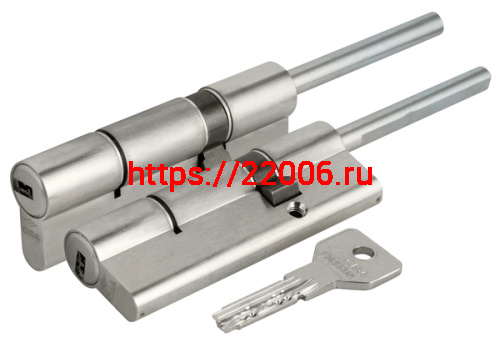 Цилиндровый механизм Cisa (Чиза) под вертушку (дл. шток) ASIX OE307-88.12 (100 мм/65+10+25), НИКЕЛЬ