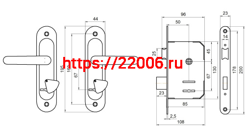 Замок Absolyute (Абсолют) врезной сувальдный с защёлкой в комплекте с ручкой ЗВ9.2-08 (бронза), 3 кл. фото 2