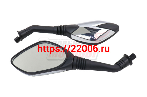 Зеркала (146) пласт. пятиугольные (хром с черными вставками), d8, скутер Зеркала (146) пласт. пятиугольные (хром с черными вставками), d8, скутер