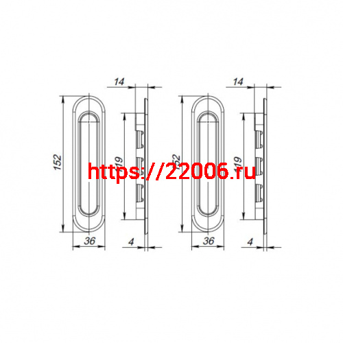 Ручка Punto (Пунто) для раздвижных дверей SH.SL152.010 (Soft LINE SL-010) SG матовое золото фото 3