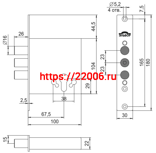 Корпус Elbor (Эльбор) врезного замка Лазурит 1.01.07 /14370/ фото 3