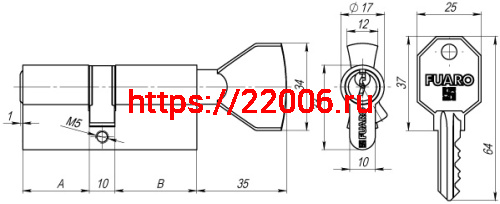 Цилиндровый Fuaro (Фуаро) механизм (100 CM/80) 1000CMKnob80(35+10+35) CP хром 3Key с вертушкой фото 3 Цилиндровый Fuaro (Фуаро) механизм (100 CM/80) 1000CMKnob80(35+10+35) CP хром 3Key с вертушкой фото 3