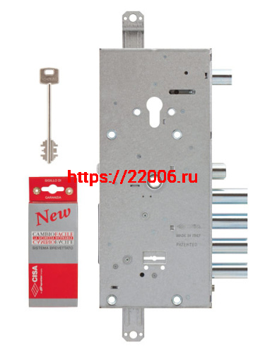Замок Cisa (Чиза) врезной двухсистемный NEW CAMBIO FACILE 57.966.48 (тех. упаковка), ключ 64 мм фото 2