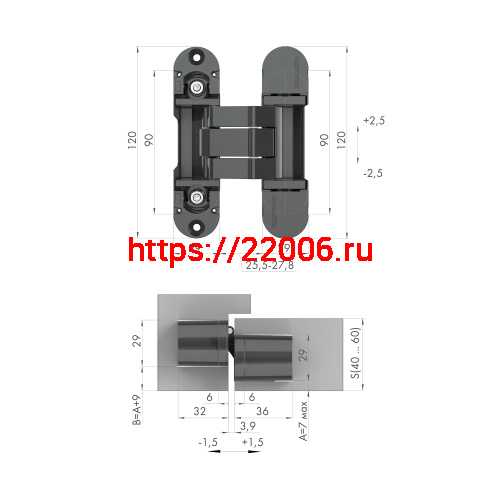 Петля Armadillo (Армадилло) скрытой установки U3D8000.VPG AB бронза TECH фото 2 Петля Armadillo (Армадилло) скрытой установки U3D8000.VPG AB бронза TECH фото 2