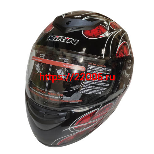 Шлем интеграл KIRIN K-22, черный, черн-крас матовый, черн-крас, размер S фото 6 Шлем интеграл KIRIN K-22, черный, черн-крас матовый, черн-крас, размер S фото 6