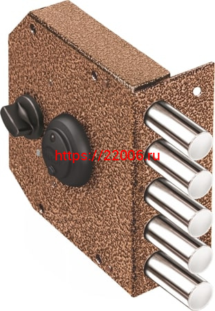 Замок Elbor (Эльбор) накладной Гранит 1.06.61.КМА никель, сув., 4 риг., задв., зап. коробка, медный антик /32400/ Замок Elbor (Эльбор) накладной Гранит 1.06.61.КМА никель, сув., 4 риг., задв., зап. коробка, медный антик /32400/