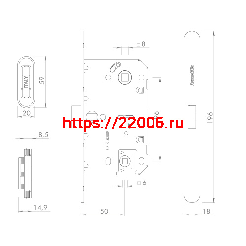 Магнитная Armadillo (Армадилло) защелка WC с ответной планкой GRAVITY.PRO G01.196.50.96 BPVD вороненый никель фото 4