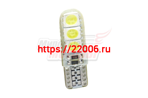 Лампа 12 В T10, 6 светодиодов SMD 5050 Crystal White Лампа 12 В T10, 6 светодиодов SMD 5050 Crystal White