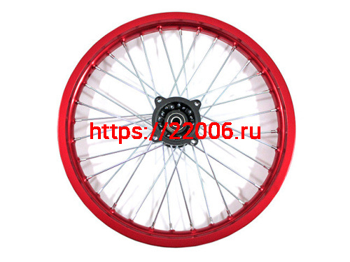 Диск колеса передний алюминиевый на спицах 1.60 - 17" цвет красный, дисковый тормоз ось 15мм Питбайк