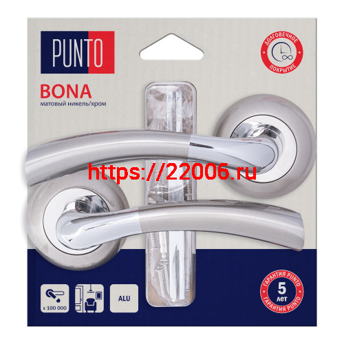 Ручка Punto (Пунто) раздельная LM/A R.TL54.BONA/HD SN/CP-3 матовый никель/хром