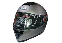 Шлем интеграл YM-830 "YAMAPA", черный матов, белый, серый матов, размер M внутренние солнцезащ. ОЧКИ