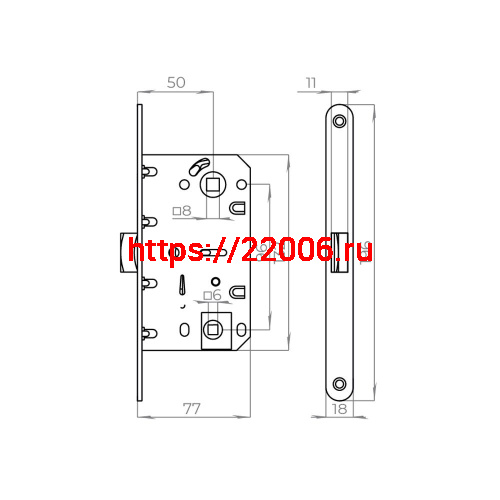 Защелка Ajax (Аякс) врезная PLASTLP96WC-50/BODY SN мат.никель (кратно 30 шт, нет ответной планки) фото 2