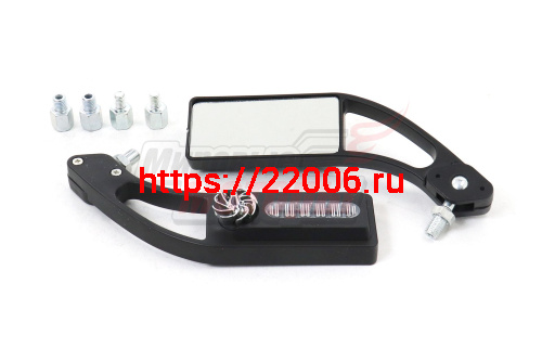 Зеркала (140) ЭКСКЛЮЗИВ прямоугольные, с наружной ветряной светодиодной подсветкой, с переходниками d8,d10