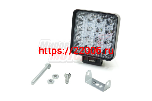 Фара светодиодная 48W 16 диодов SMD, 55мм квадрат. мет. корпус, дальний свет (Spot)