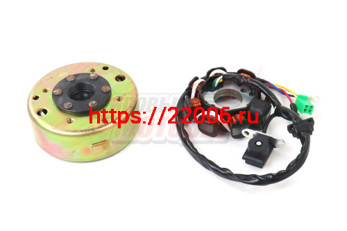 Зажигание в сборе с маховиком FT150T GY6-125/150(генератор)(8 катушек,разъёмы:3+1+1) Зажигание в сборе с маховиком FT150T GY6-125/150(генератор)(8 катушек,разъёмы:3+1+1)