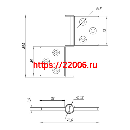 Петля Armadillo (Армадилло) универсальная флажковая FL.IN3800.UR BL черный фото 3 Петля Armadillo (Армадилло) универсальная флажковая FL.IN3800.UR BL черный фото 3