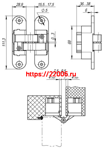 Петля скрытой установки Armadillo с 3D-регулировкой Architect 3D-ACH 60 SC («матовый хром»), лев., 60 кг фото 4 Петля скрытой установки Armadillo с 3D-регулировкой Architect 3D-ACH 60 SC («матовый хром»), лев., 60 кг фото 4