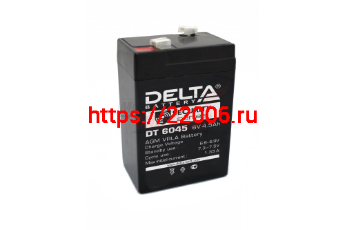 Аккумулятор герметичный 6В 4.5Ач DELTA DT6045 AGM (70*47*101мм) (электромашинки) Аккумулятор герметичный 6В 4.5Ач DELTA DT6045 AGM (70*47*101мм) (электромашинки)