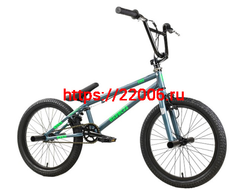 Велосипед 20" Stark'25 Madness BMX 2 (рама ст.,клещ. торм.,гироротор)темно-серый матов/зел неон/чер