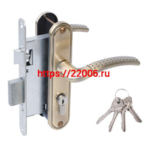 Замок Omega (Омега) врезной цилиндровый с защёлкой в комплекте с ручкой ЗВ4-55.27 (ант.бронза), 4 кл. Замок Omega (Омега) врезной цилиндровый с защёлкой в комплекте с ручкой ЗВ4-55.27 (ант.бронза), 4 кл.