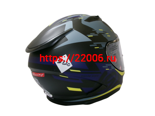 Шлем TVS RACING (Индия) STREET D/V DULL BLACK M.BLUE размер L, + пинлок в комплекте, очки фото 4