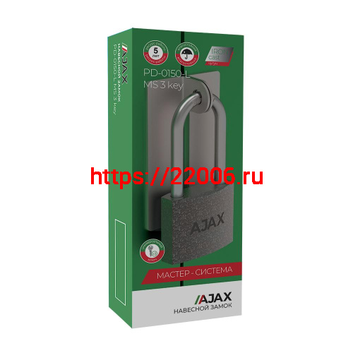 Замок Ajax (Аякс) навесной PD-0150-L MS 3 key англ./коробка фото 2 Замок Ajax (Аякс) навесной PD-0150-L MS 3 key англ./коробка фото 2
