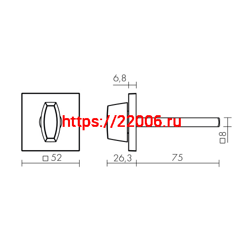 Ручка Fuaro (Фуаро) поворотная BKW8x75.K.TRG52 SSC-16 сатин хром фото 3 Ручка Fuaro (Фуаро) поворотная BKW8x75.K.TRG52 SSC-16 сатин хром фото 3