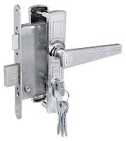 Замок Zenit (Зенит) врезной цилиндровый с защёлкой в комплекте с ручкой ЗВ4-3.01 (хром), 4 кл.