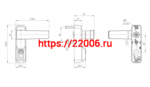 Ручка Fuaro (Фуаро) накладная AP.H-136 для узкопрофильных дверей с фиксацией ключом (для моделей 1700В и 1700С) фото 4 Ручка Fuaro (Фуаро) накладная AP.H-136 для узкопрофильных дверей с фиксацией ключом (для моделей 1700В и 1700С) фото 4