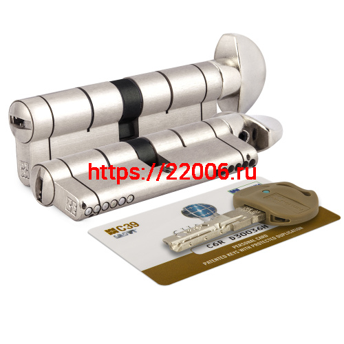 Цилиндровый механизм Mottura (Моттура) с вертушкой C39F364601RC5 (82 мм/31+10+41), МАТ.НИКЕЛЬ (верт. 99.506)