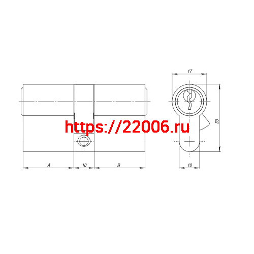 Цилиндровый Ajax (Аякс) механизм (AZ100/70) AZ1000Key70 (30+10+30) CP хром фото 3
