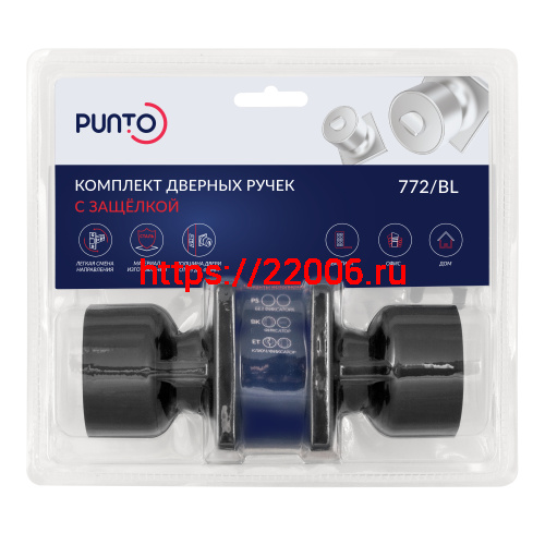Ручка Punto (Пунто) защелка DK772/BL BL-PS (без фик.)черный фото 2 Ручка Punto (Пунто) защелка DK772/BL BL-PS (без фик.)черный фото 2
