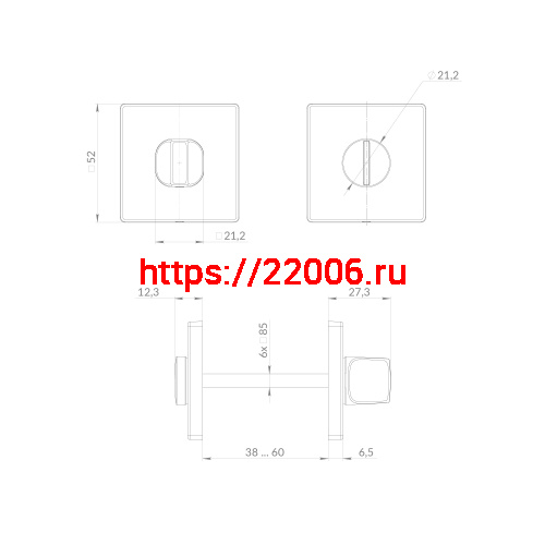 Ручка Punto (Пунто) поворотная BK6.K.EST.Q52 SN-3 матовый никель фото 3