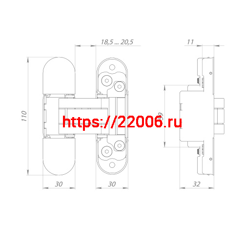 Петля Punto (Пунто) скрытой установки UNION 2.2 ZN SC мат. хром фото 3 Петля Punto (Пунто) скрытой установки UNION 2.2 ZN SC мат. хром фото 3
