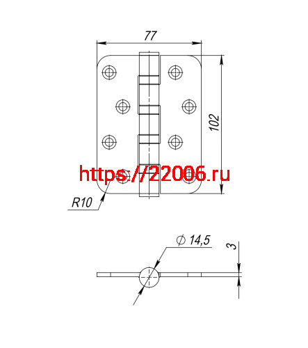 Петля Fuaro (Фуаро) из нержавейки универсальная IN4400U-R10 INOX black (4BB-R10 102х76х3) NoLogo фото 2