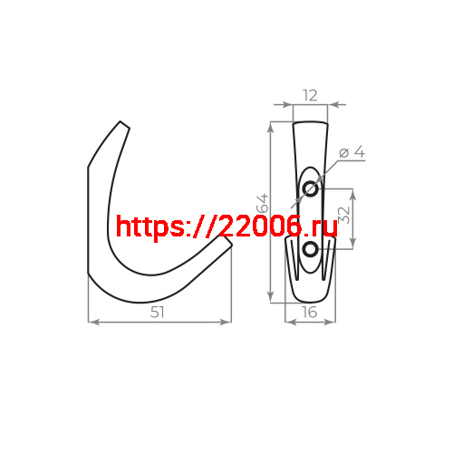 Крючок Ajax (Аякс) настенный MB-K-006 SC сатин.хром фото 2 Крючок Ajax (Аякс) настенный MB-K-006 SC сатин.хром фото 2