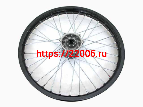 Диск колеса передний алюминиевый на спицах 1.60 - 21", обод черный, диск. тормоз ось 20 KAYO K4, K6L Диск колеса передний алюминиевый на спицах 1.60 - 21", обод черный, диск. тормоз ось 20 KAYO K4, K6L