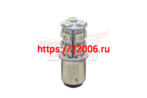 Лампа 12 В BA15D, 13 светодиодов 5050SMD, красная Лампа 12 В BA15D, 13 светодиодов 5050SMD, красная