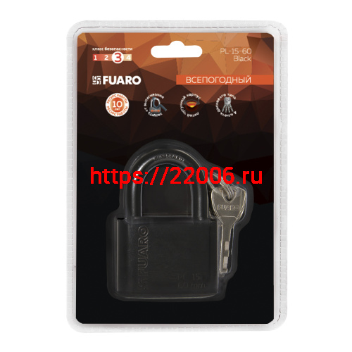 Замок Fuaro (Фуаро) навесной PL-WEATHER-1560 Black 4 fin key ( PL-15-60) диск. /блистер фото 3