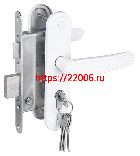 Замок Zenit (Зенит) врезной цилиндровый с защёлкой в комплекте с ручкой ЗВ4-3.03 (белый), 4 кл. Замок Zenit (Зенит) врезной цилиндровый с защёлкой в комплекте с ручкой ЗВ4-3.03 (белый), 4 кл.