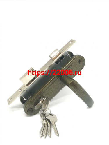 Замок Zenit (Зенит) врезной цилиндровый с защёлкой в комплекте с ручкой ЗВ7-70.4-02 (бронза), 5 кл. Замок Zenit (Зенит) врезной цилиндровый с защёлкой в комплекте с ручкой ЗВ7-70.4-02 (бронза), 5 кл.